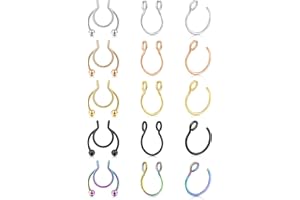 AceFun Piercing de Nariz Falso Anillo de Nariz Septum Falso 16G 18G 20G Anillo de Herradura Labret Tragus cartílago hélice Piercing del Cuerpo joyería