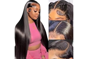 Junemet 20 Pouces Perruque Cheveux Humain Densité 200% 13x4 Straight HD Lace Front Human Hair Perruque Femme Naturelle Brésilien Sans Colle Cheveux Humain Glueless Wig Human Hair Couleur Naturelle