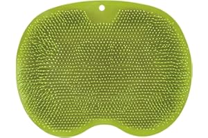 TSUWNO Silikon Fußbürste mit Saugnapf für Dusche, Fußbadewanne aus dickem Kunststoff mit Massagefunktion - für Pediküre, Entspannung und Detox in stylischem Grün.