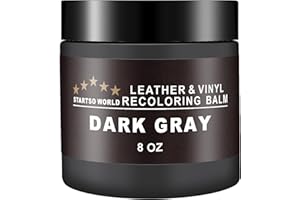 STARTSO WORLD Kit de Rénovation pour Cuir 200ml, Teinture Cuir Gris foncé pour Meubles, Canapés, Sièges d'Auto - Teinture et Peinture pour Cuir Éraflé et Décoloré