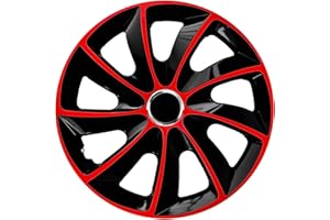 NRM Tapacubos Stig Extra Negro/Rojo, 15 Pulgadas, Juego de 4 Unidades