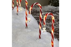 PW TOOLS Décoration Lumineuse Noël Extérieur - 8 Cannets LED Solaires pour Jardin, Balisage Chemin