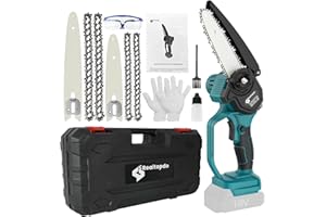 Realtopdo Mini Kettensäge 15 cm und 20 cm Astsäge kompatibel mit Makita 18V Akku, Bürstenlose Akku-Kettensäge mit Automatischer Öler, Werkzeuglose Kettenspannung für Gartenscheren (ohne Akku)
