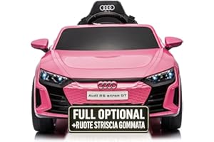 Macchina Elettrica Per Bambini Audi RS e-Tron Auto Elettrica Per Bambini Telecomandata Sedile In Pelle Porte Apribili Doppio Motore Elettrico 12V Carico 25 Kg TOYSCAR (rosa)