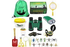 Vykor Outdoor Explorer Kit Toys Kids Adventure Kit for Children Bug Catcher Set 25PCS Explorer Accessories Kids Binoculars Toy Set Christmas Educational Gifts for Kids Nature Insect Lovers Toys