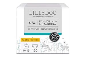 Pannolini a mutandina LILLYDOO, taglia 4 (9-15 kg), 150 pannolini a mutandina, PACCO MENSILE (FSC Mix)