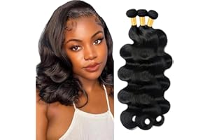 NICMISS Tissage Bresilien en lot Cheveux Humain Ondulé Vierge Hair 3 Bundles Tissage Bresilien Mèches Brésilien Body Wave Human Hair Naturelle Couleur (10 12 14 pouces /210g)