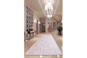 ‎MIQNA miqna Wohnzimmer Teppich Kurzflor Moderne geometrische rutschfeste Boden Flur Teppich Gel Läufer schwarz weiß (Maggie, 80 x 200 cm)