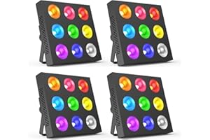 RTKTOUP RGBW COB LED Wallwasher Luz de Escenario 135W, Luz de Fiesta con 9 PCS 4-en-1 cuentas de la lámpara Soporte dmx512 Control de Sonido Adecuado para Halloween, Boda, Fiesta, Discoteca (4 piezas)