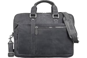 STILORD "Nico Borsa a Tracolla Vintage in Pelle – Cartella Ventiquattrore in Vera Pelle con Scomparto per Laptop 15,6 Pollici – Grande Borsa Messenger Uomo & Donna Colore:nero