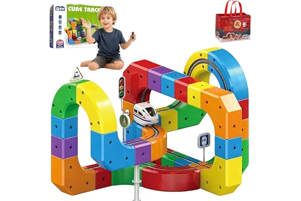 2026 DIY Cube Track, Electric Train Set Flexible Race Track, Gravity-Defying 3D Embedded Layouts & Motorised Car, Mit 51/81/123 Pieces, Toy Gifts for Children (81PCS)