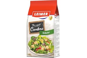 ‎LEIMER LEIMER Croutons Kräuter 500 g - Zart geröstet, mit Gewürzen verfeinert, aus frisch gebackenem Weißbrot, perfekt für Salate, Suppen, Knabbergebäck (1 x 500g)