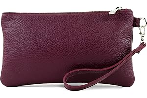 modamoda de T193 Damen Leder Clutch, Handgelenktasche Klein, 22 x 13 cm, Vielfarbig, Handmade in Italy