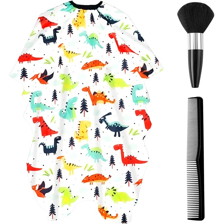 Cragmut 2-teiliger Friseurumhang Für Kids – Dino & Auto-Bär Design, Verstellbar & Wasserdicht