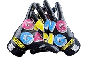 Battle Sports Gang Gang Football Receiver Gloves (Black, Adult M)