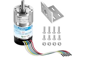 CQRobot 210:1 Metal DC Geared-Down Motor 37Dx72.5L mm 6V/12V with 64 CPR Encoder and Bracket. 6V-3W-26RPM-32 kg.cm(444 oz.in), 12V-6W-52RPM-63 kg.cm(875 oz.in), D-Shaped Output Shaft 16mm.