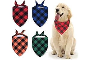 Tsathoggua Bandana cane, Set di 4 bandana per cani, Accessori cane, Vestibilità regolabile Bavaglino per Cani, Bandana classica in cotone a scacchi per cani piccoli, medi e grandi