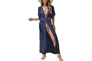 MIXIDON Damska letnia sukienka bikini, maxi, sukienka plażowa, styl boho, długa lekka kurtka z dzianiny, odzież plażowa, kardigan