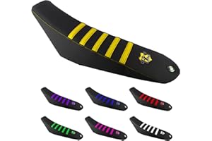 BKS SELLERIE GR BKS SELLERIE - Housse de Selle Moto 50cc sur Mesure Evo Black - Rieju MRT SM/Rieju MRT SM Pro/Rieju MRT SM Trophy - Version Supermotard (SM) & Enduro - Modèle Depuis 2009 - Jaune