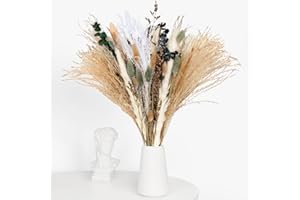 WOLTOY Dried Flowers 57 Pcs Pampas Grass Autumn Decorations, Boho Decor Home Decoration for Halloween Christmas Weddings Party Crafts Vase