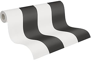 A.S. Création Papier peint intissé - Tapisserie papier peint à rayures en noir et blanc - Papier peint pour différentes pièces - Papier peint mural de 10,05 m x 0,53 m