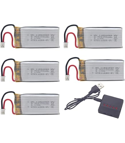 YUNIQUE GREEN-CLEAN-POWER - Batterie Lipo Rechargeable 3.7V 1200mAh pour Drones | Compatible avec Syma X5SC, X5SW, Wltoys, JJRC | Temps de Vol 15 Min, 54x29x9mm - 27,4 GR, Argent