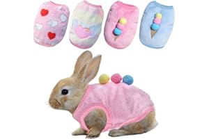 Vehomy 4Pcs Kleine Haustier Weste Kleidung Hase Weste für Kaninchen Meerschweinchen Warme Flanell Kostüm Outfit Ärmelloser Pullover Shirt für Kätzchen Katze Chihuahua Welpe Kleiner Hund XS