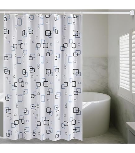 Rideau De Douche Imperméable Antibactérien 3D-Avec 12 Anneaux-Polyester-180 X 180 Cm-Gris Galet - Maison