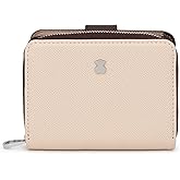 TOUS PU Wallet with Saffiano Effect in Brown and Beige, Snap Closure and Zip, Measures 12 x 10 x 3 cm, Nice and Chic, Dubai C