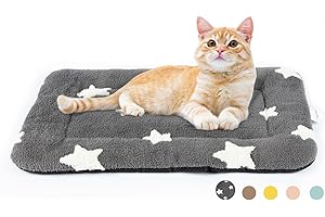 MORA PETS Cat Bed Mattress Small Flat Dog Crate Mat 56 x 33cm Washable Pet Bedding Soft Puppy Cushion Anti-slip Kitten Bed Puppy Pillow Pad with Star Pattern Grey