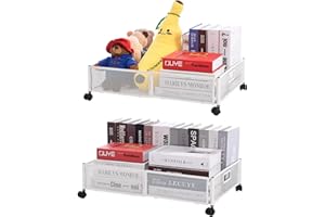 Caluself Boîte de rangement sous le lit avec roues - Rangement sous lit - tiroir - Montage sans outil - Pour vêtements, literie, couvertures et chaussures (60 x 40,5 x 16 cm)