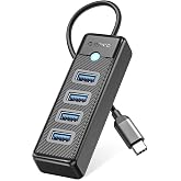 ORICO Type-C to USB-A 3.0 4 Portlu Ultra Slim USB &Ccedil;oklayıcı Hub Siyah