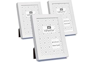 YIPINYIN 6 x 4 Inch Photo Frame Set of 3, White Boxed Garllery Picture Frames 4 x 6'' 3Pack With Perspex Window for Tabletop or Wallmounted,Oxford Modern Thin Picture Frame 4 x 6 Inch