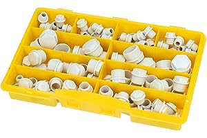 ‎KALITEC 108 Stück Kalitec Sortimentskasten Blindstopfen grau M12-M25 I Würgenippel Set I Dichtstopfen Sortiment I Stopfen mit Gewinde I Sechskantstopfen Kunststoff I Würgestopfen