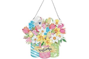 Alluring Diamond Painting Ghirlanda Primavera, Pittura Diamante Corona Pasqua 5D Diamond Painting Ornamento Fai da te con Strass Pittura Diamante Corona