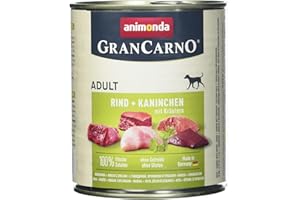 ANIMONDA VOM FEINSTEN animonda GranCarno Hundefutter, Nassfutter für erwachsene Hunde, verschiedene Sorten 6 x 800 g Kaninchen+Kräutern