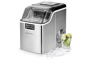 EUHOMY Macchina per cubetti di ghiaccio, 9 cubi in 6 minuti, macchina per il ghiaccio Bullet, 2 dimensioni cubi, in acciaio inox, per il piano di lavoro, 12 kg/giorno, per la casa, la cucina