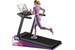 CURSOR FITNESS Treadmill with 15% Incline, 3-in-1 Portable Treadmills with Handle for Home and Office, Foldable Treadmills with 136 KG Weight Capacity, 3.0HP Quiet Walking Pad Treadmill, Three Touch Screen