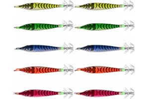 LSHEL Appâts de pêche Turluttes Leurres Appâts Crochets pour Calmars Poulpes Appâts Lumineux Calmar Leurres Crevettes