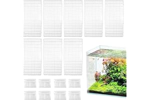 DNOIFNE 8er-Set Klare Acryl Aquarium Abdeckung mit Clips - Belüftetes Gitter Design, Sicherer Tankdeckel für Zuchtbecken, Individuell Zuschneidbar
