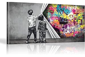 KADING Toile Art impression enfant Graffiti abstrait poing Mobile manille mur Art photo toile décorative peinture affiche maison mur décor 50x100cm Avec cadre