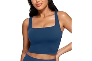 CRZ YOGA Damski biustonosz sportowy Butterluxe Square Neck Wyściełany bezprzewodowy top na siłownię Koszulki treningowe Camisole z wbudowanym biustonoszem