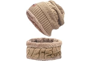XYIYI Winter Beanie Hat Scarf Set Warm Knit Hat Thick Skull Cap for Men Women