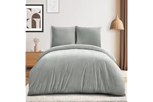 PANXHOME Funda Edredon Cama de Terciopelo Cristalino 3 Piezas para Otoño/Invierno, Cálido & Suave, 1 Ropa de Cama 155x220cm + 2 Fundas de Almohada 80x80cm, Amigable con la Piel, Sin Arrugas, Lavable a Máquina