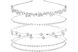 YUNHENTONG Serre Tete Strass, 4 PCS Ensemble de Serre-Têtes en Strass Argentés, Serre Tete Femme, Bandeaux Aargentés avec Strass, Serre Tete Mariage, Bandeau Adapté aux Rendez-Vous et aux Mariages