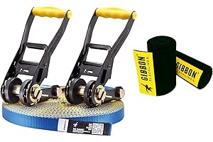 Gibbon Slacklines Flow Line Kit de Slackline Bleu/Jaune Taille M, 18222