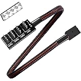 VANDESAIL PWM Fan Hub 4pin 3pin Fan Splitter CPU Black Sleeved Braided cooling 4 Way Fan Power Cable 15 Inch for 12V Computer