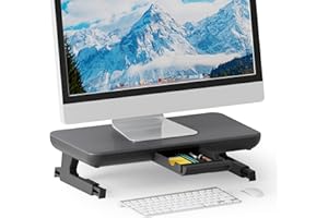 OImaster Monitor Stand Riser Adjustable Height Computer Monitor Stand with Storage Computer Screen Stand with Cup Holder Mobile Device Stand for Desktop, Laptop 17-32 Inch (Basic)