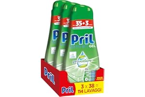 Pril Gel Green Tutto in 1, Detersivo Lavastoviglie in Gel di Origine Naturale, 3 Confezioni x 38 Lavaggi (114 lavaggi)
