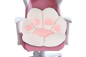 FlyGulls Cat Paw Cushion Kawaii Cat Pillow for Computer Gaming Chair Comfy Cat Paw Seat Cushion for Office Chairs Cute Cat Plush Pillow for Room Decor (White, 27.5 x 23.6 Inch)